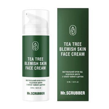 Матувальний крем вiд недолiкiв шкiри Tea Tree Blemish Skin Face Cream з олією чайного дерева Mr.SCRUBBER 0428 фото